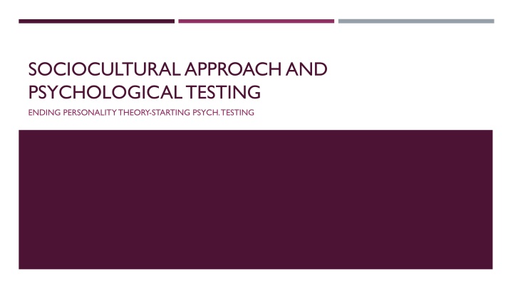 sociocultural approach and psychological testing