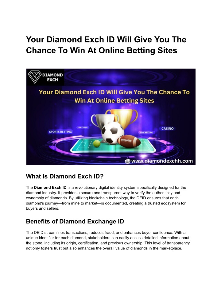 your diamond exch id will give you the chance