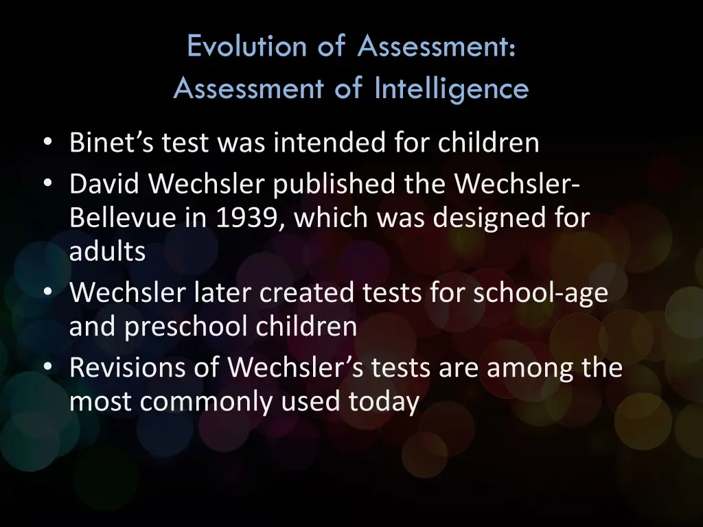 evolution of assessment assessment of intelligence 1