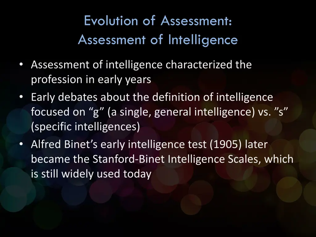 evolution of assessment assessment of intelligence