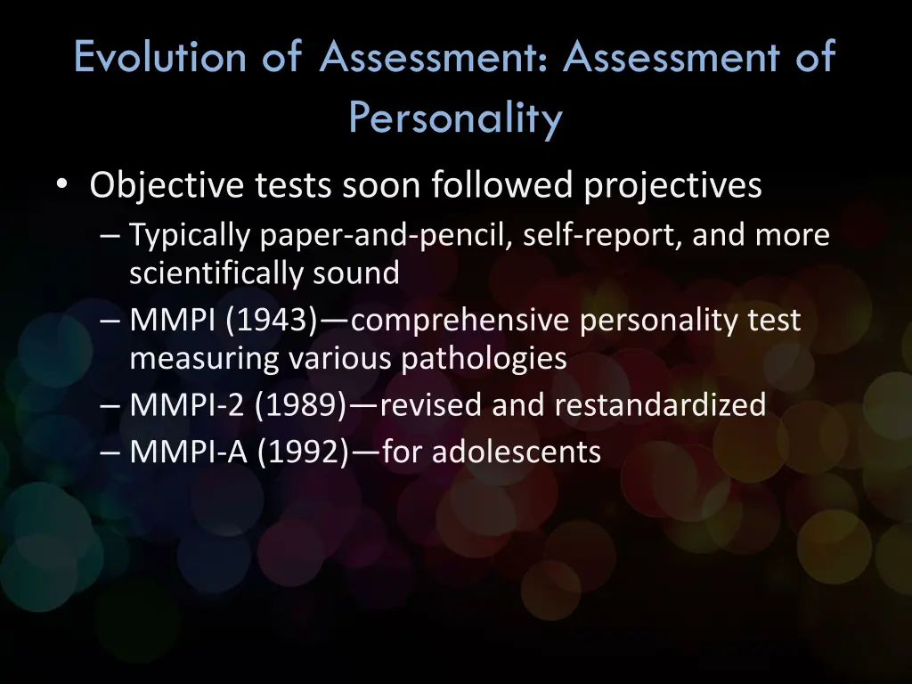 evolution of assessment assessment of personality 1