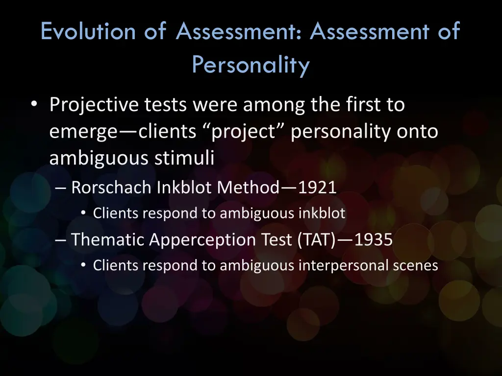 evolution of assessment assessment of personality