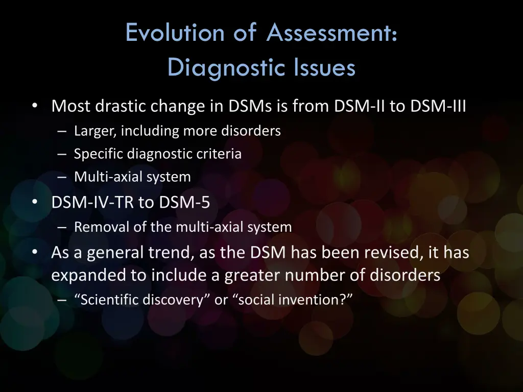 evolution of assessment diagnostic issues 3