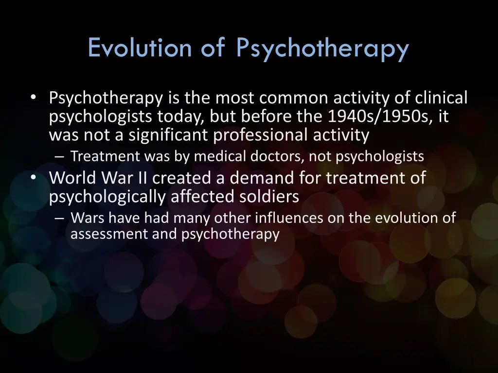 evolution of psychotherapy