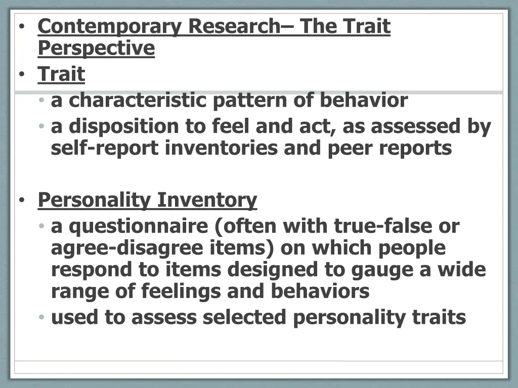 contemporary research the trait perspective trait