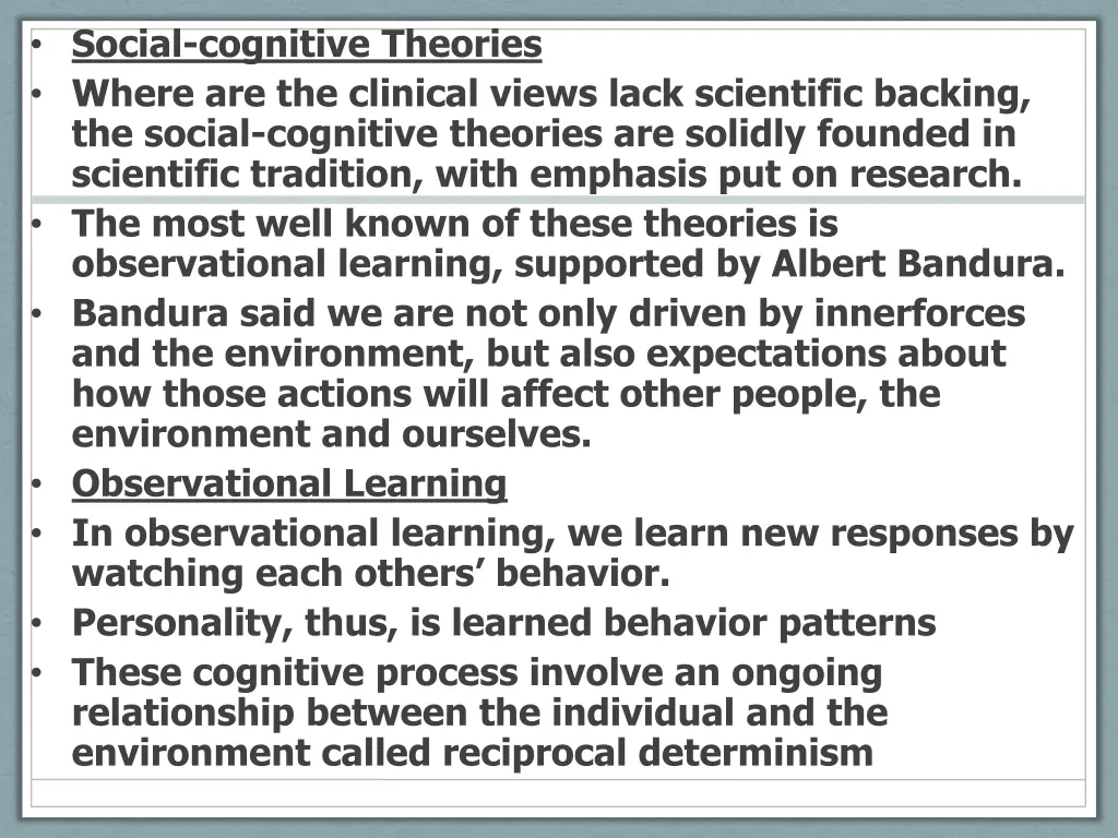 social cognitive theories where are the clinical