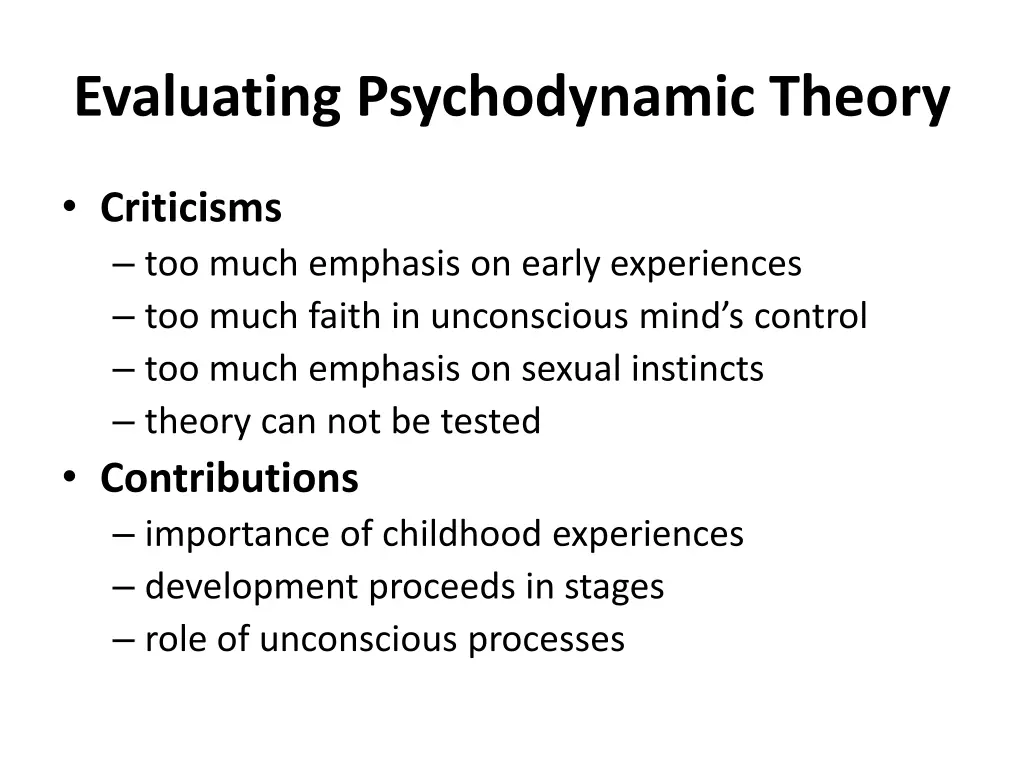 evaluating psychodynamic theory