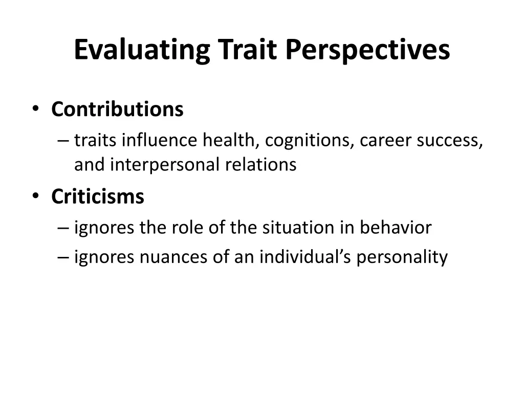 evaluating trait perspectives