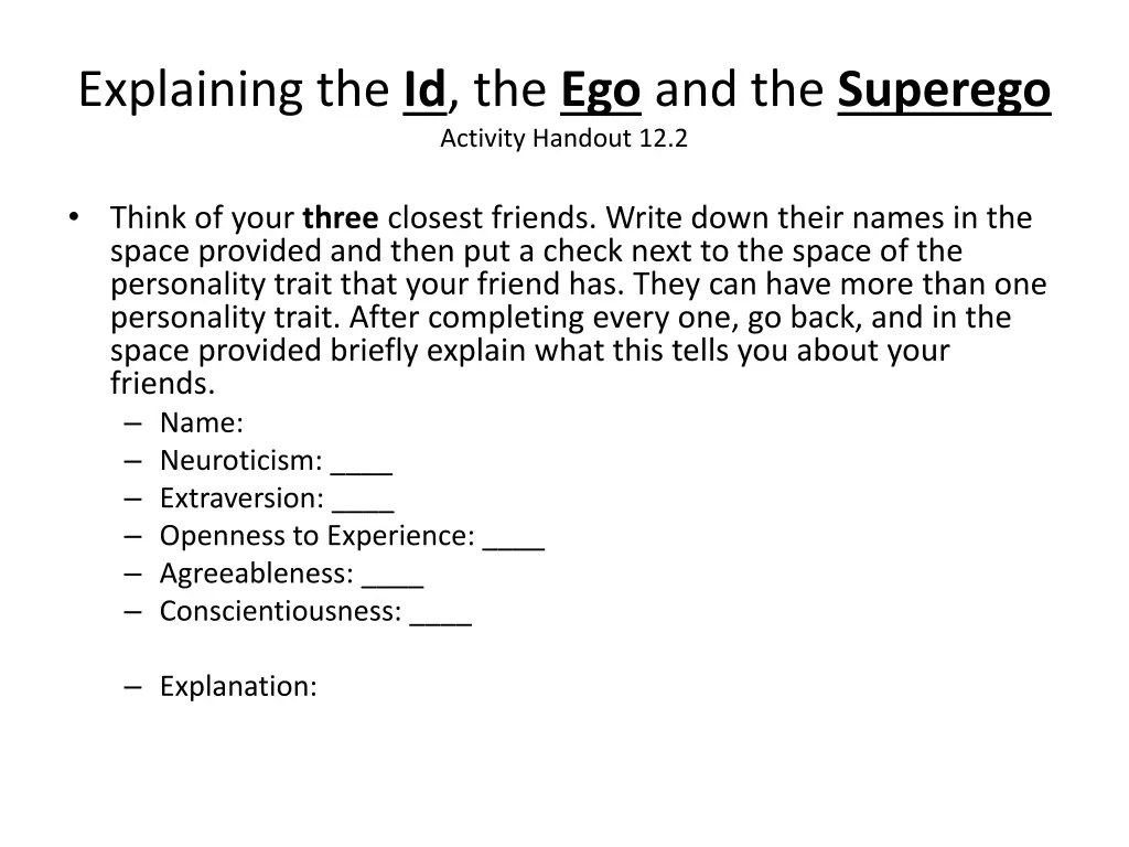 explaining the id the ego and the superego