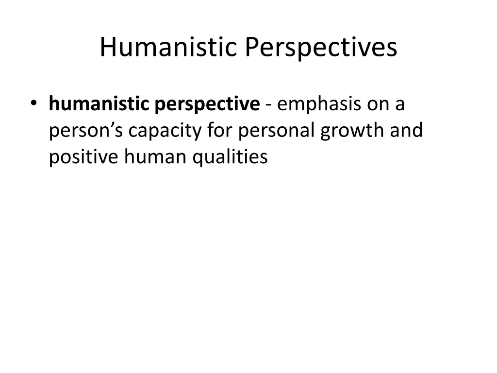 humanistic perspectives