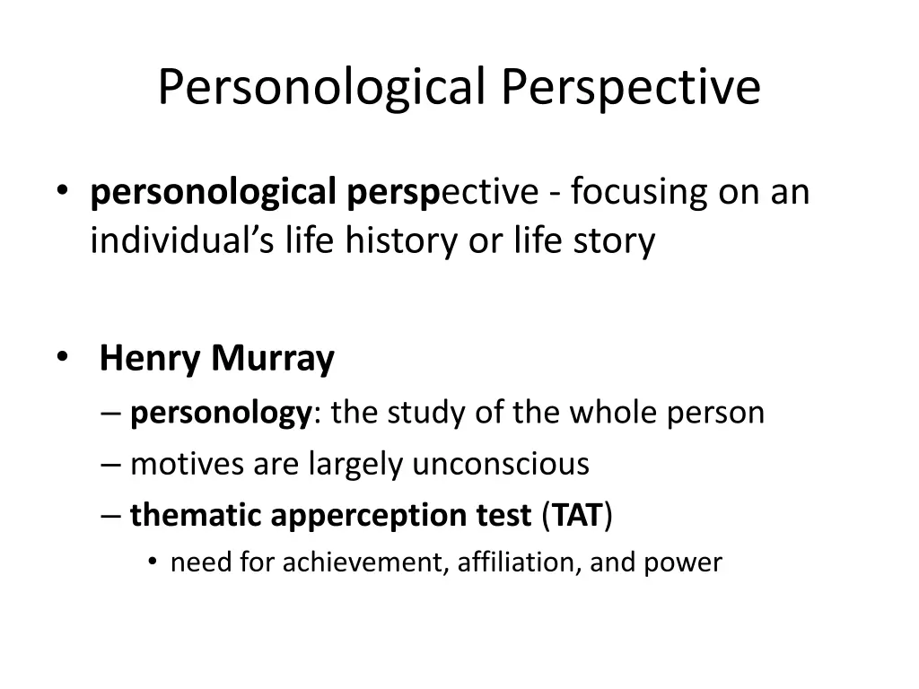 personological perspective