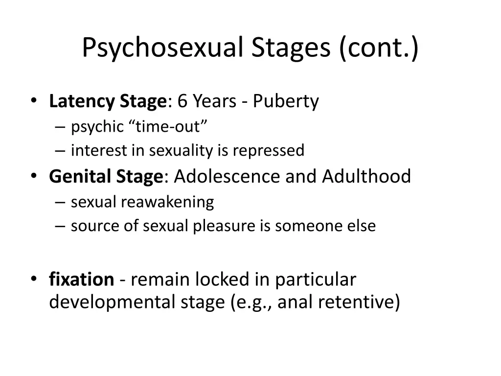 psychosexual stages cont