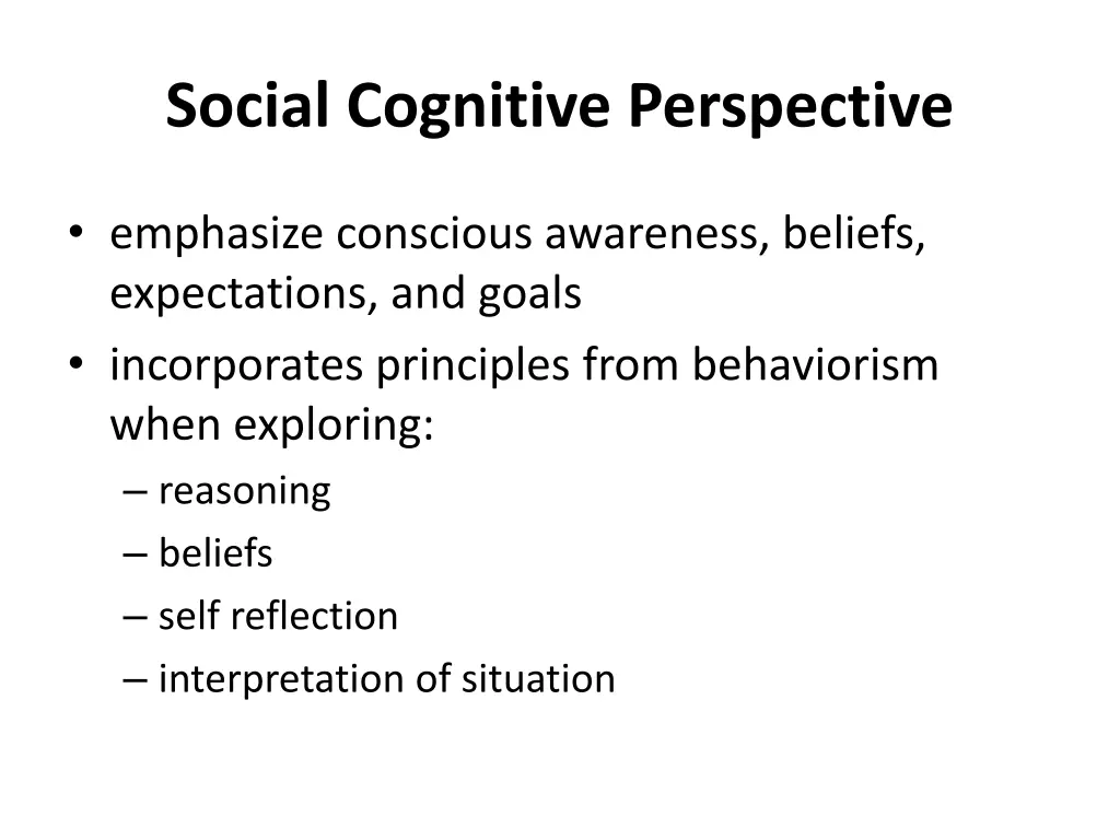 social cognitive perspective