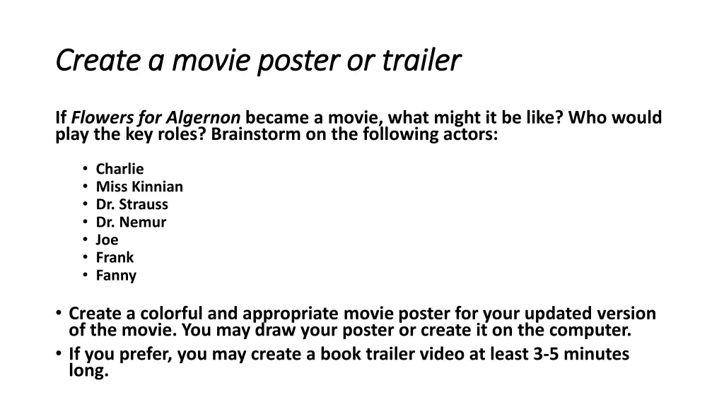 create a movie poster or trailer create a movie