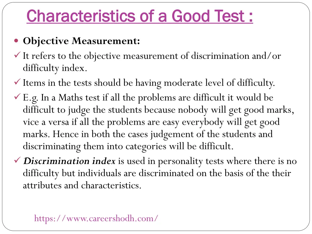 characteristics of a good test characteristics 1