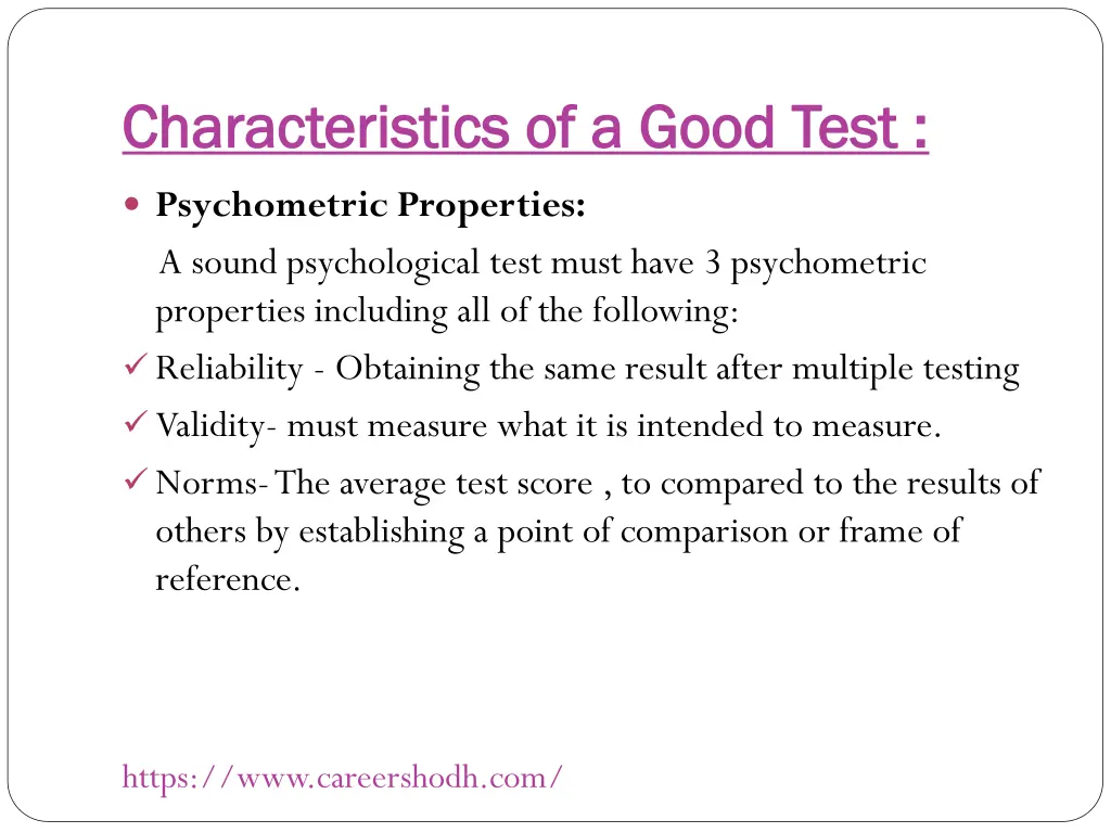 characteristics of a good test characteristics 3