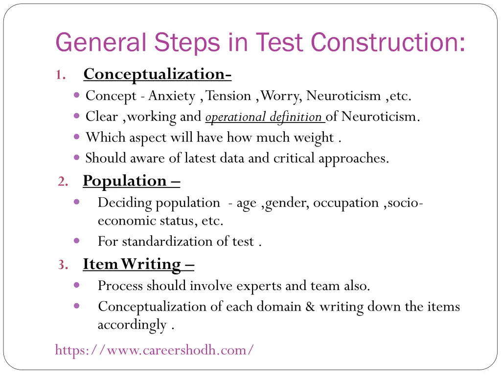 general steps in test construction 1