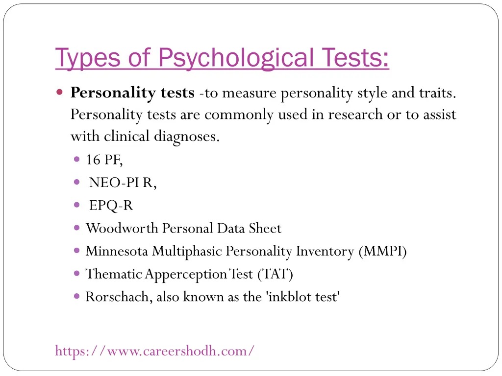 types of psychological tests 2