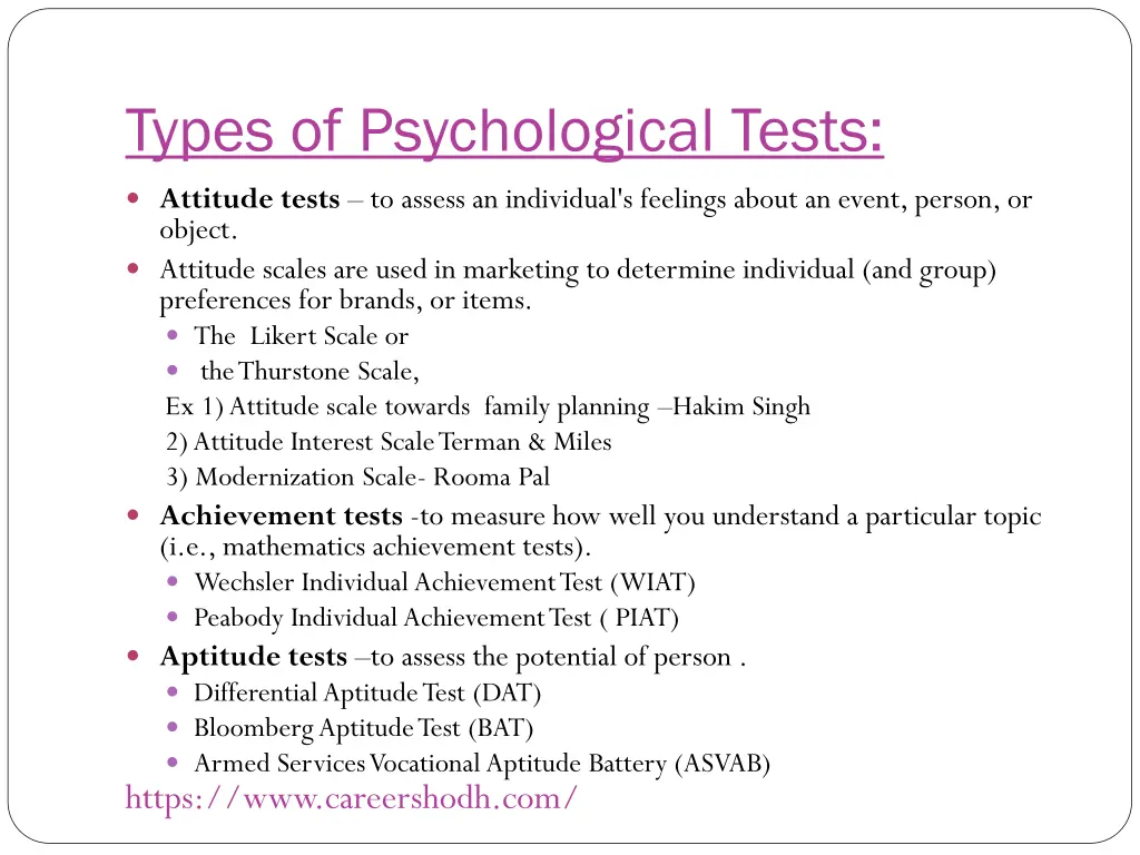 types of psychological tests 3