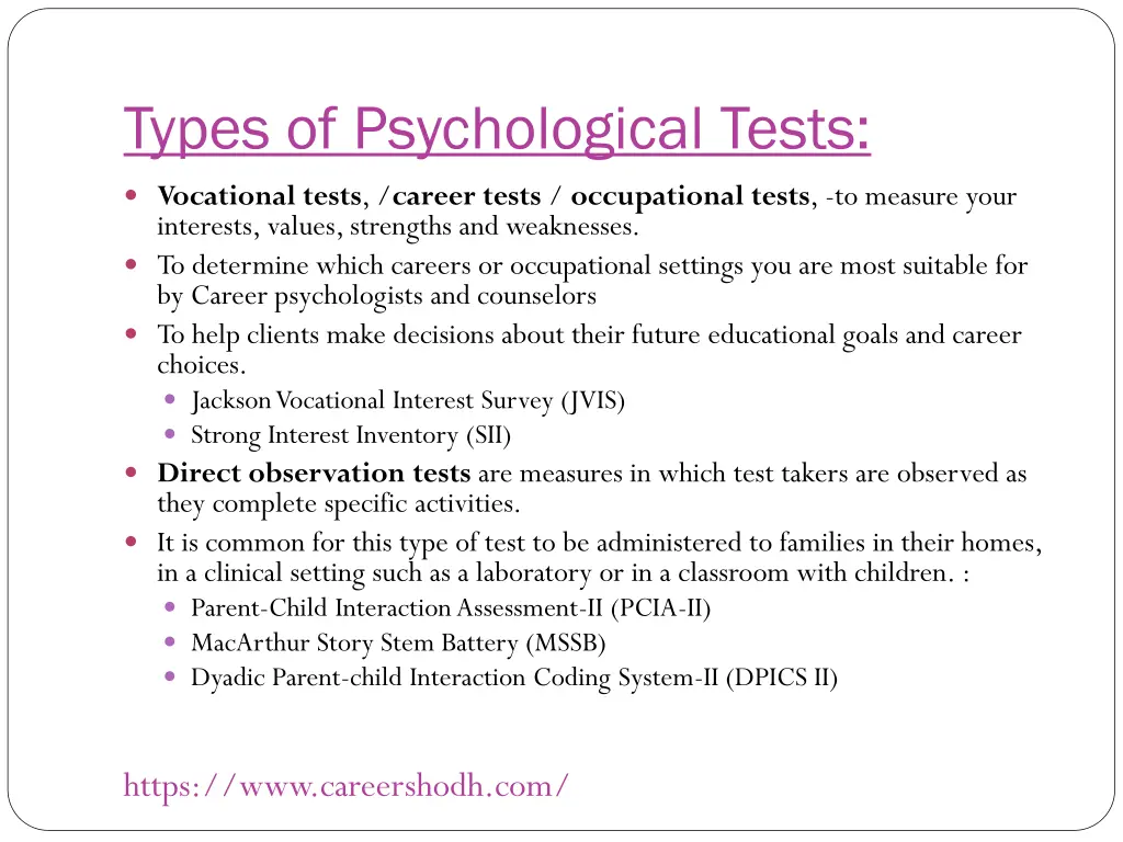 types of psychological tests 4