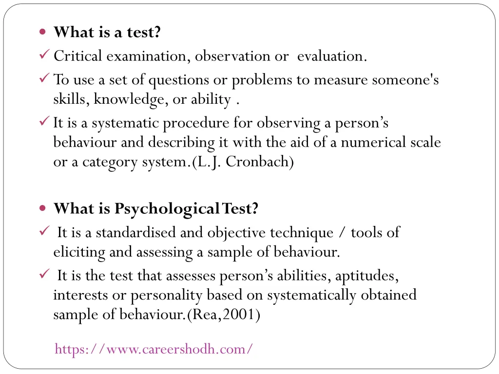 what is a test critical examination observation