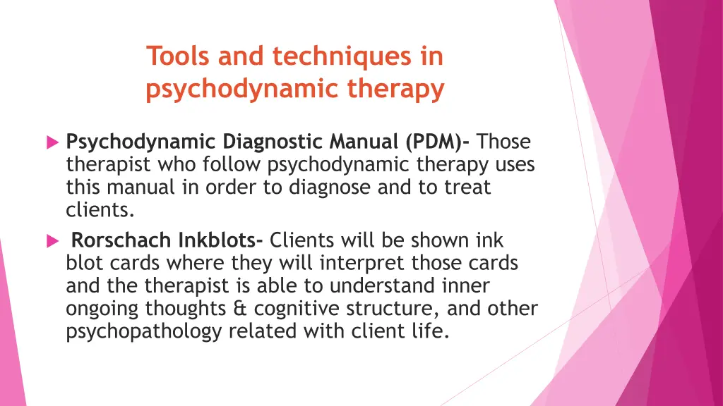 tools and techniques in psychodynamic therapy