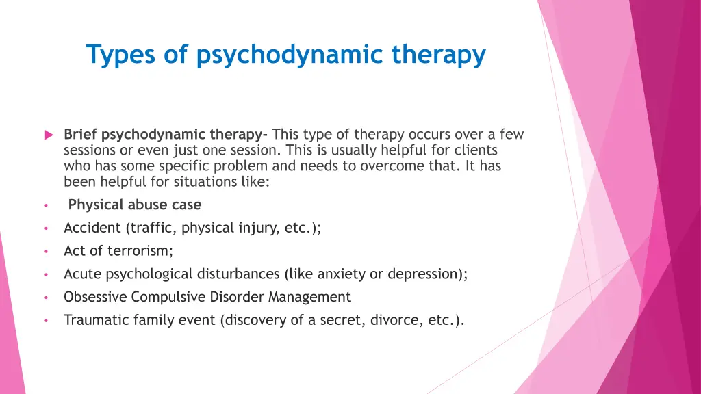 types of psychodynamic therapy