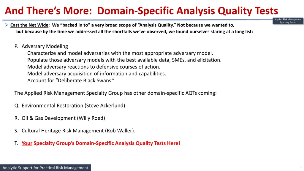 and there s more domain specific analysis quality