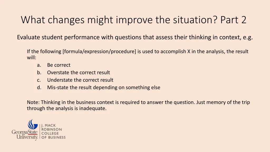 what changes might improve the situation part 2