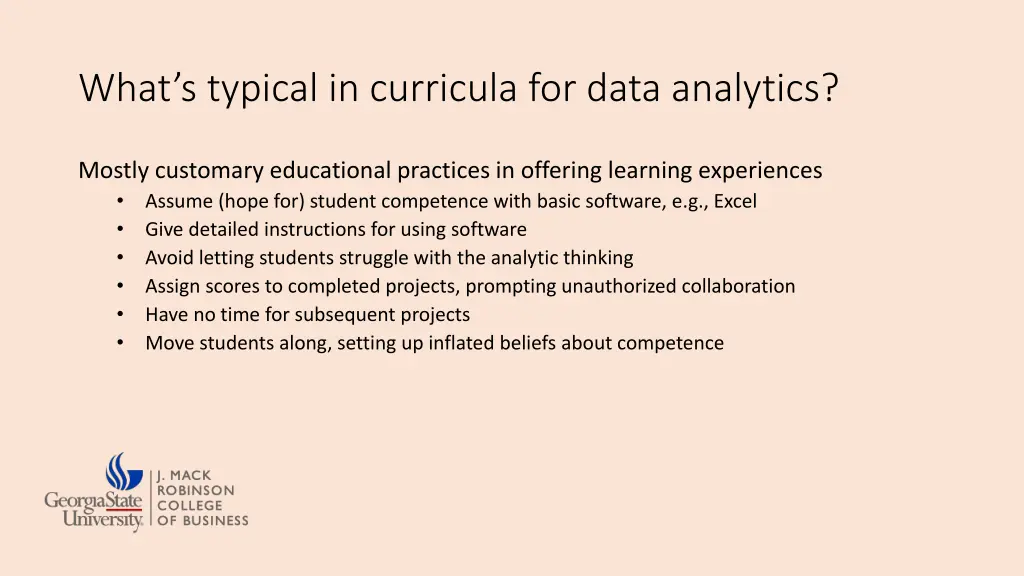 what s typical in curricula for data analytics