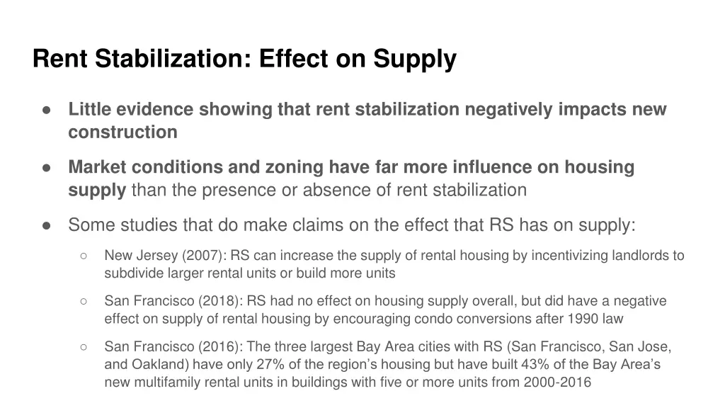 rent stabilization effect on supply