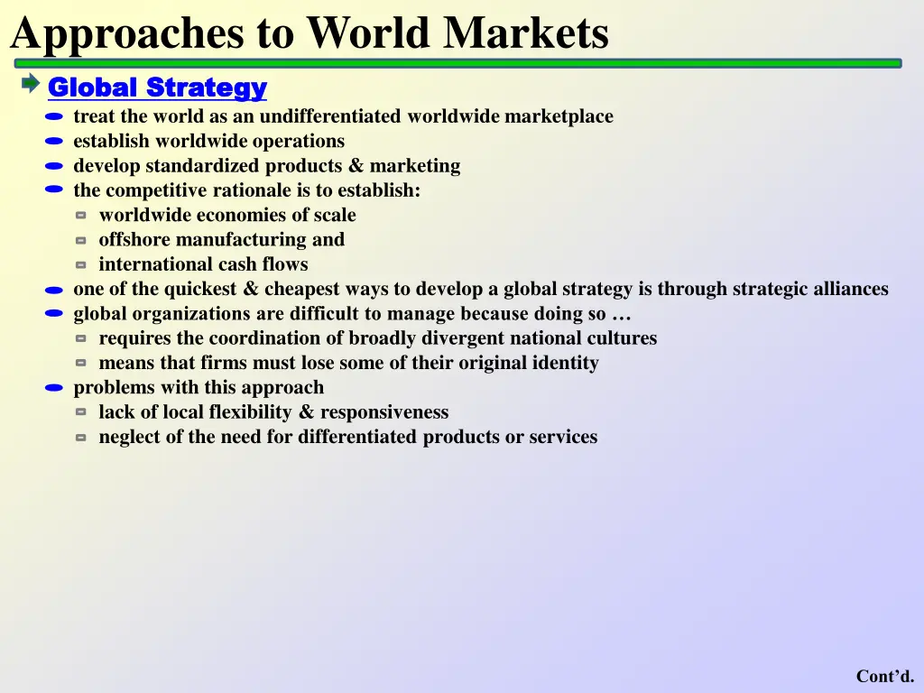 approaches to world markets global strategy