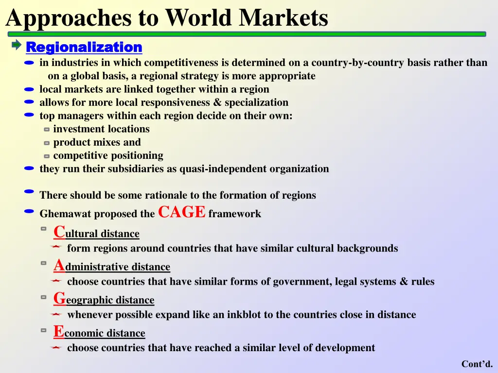 approaches to world markets regionalization