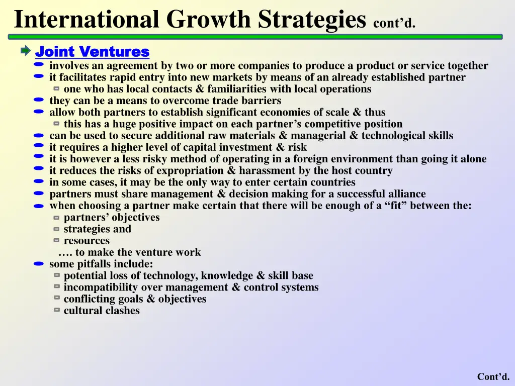 international growth strategies cont d 1