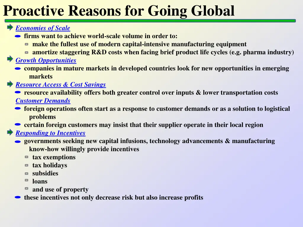 proactive reasons for going global