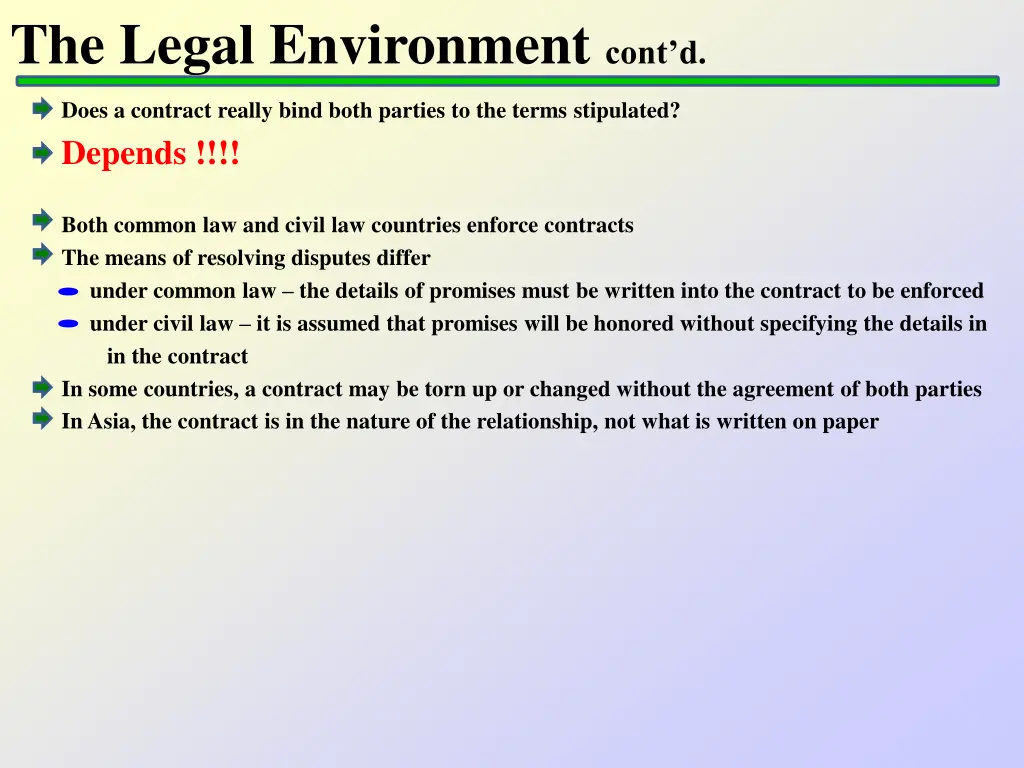 the legal environment cont d