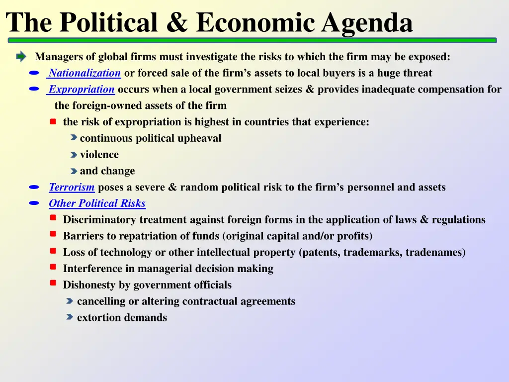 the political economic agenda