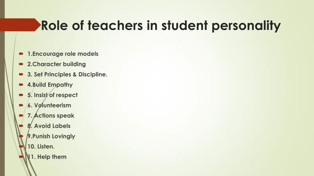 role of teachers in student personality