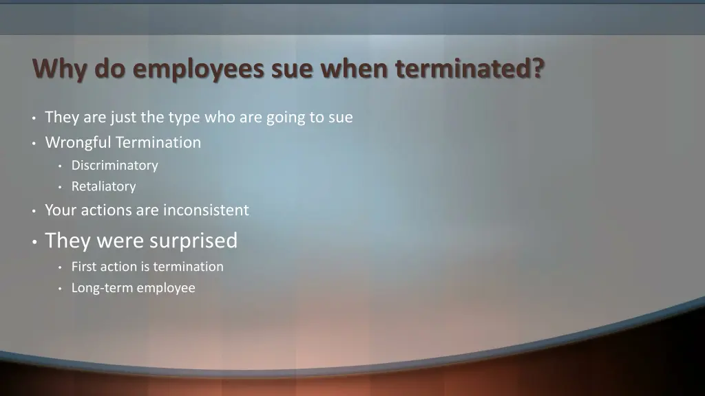 why do employees sue when terminated