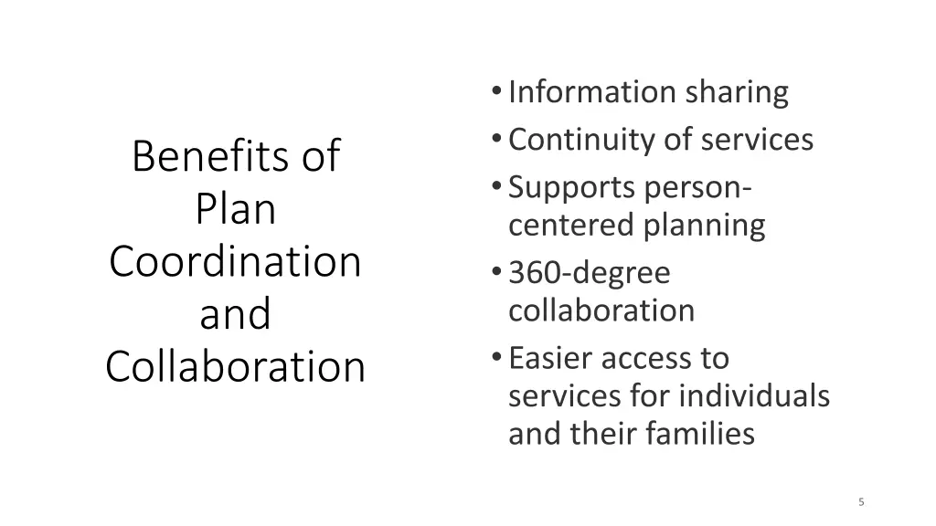 benefits of plan coordination and collaboration