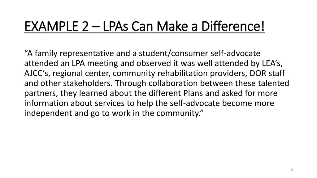 example 2 example 2 lpas can make a difference