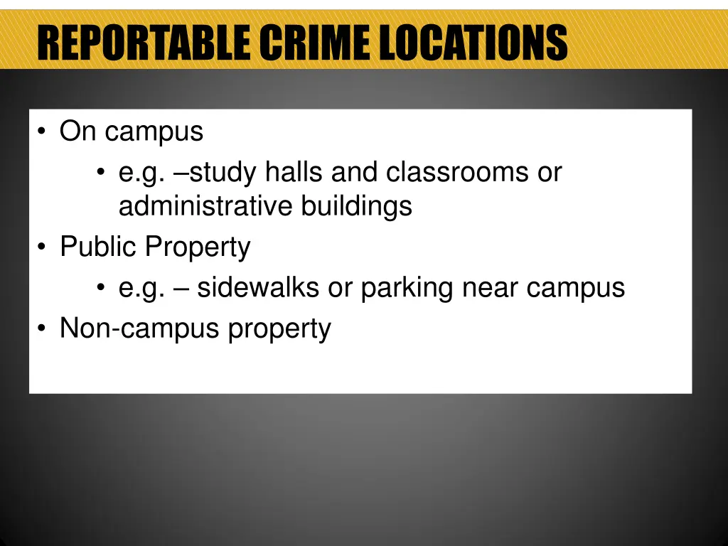 reportable crime locations