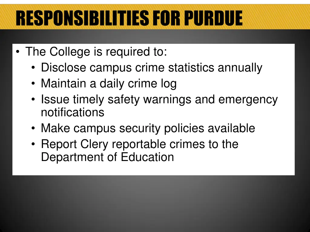 responsibilities for purdue