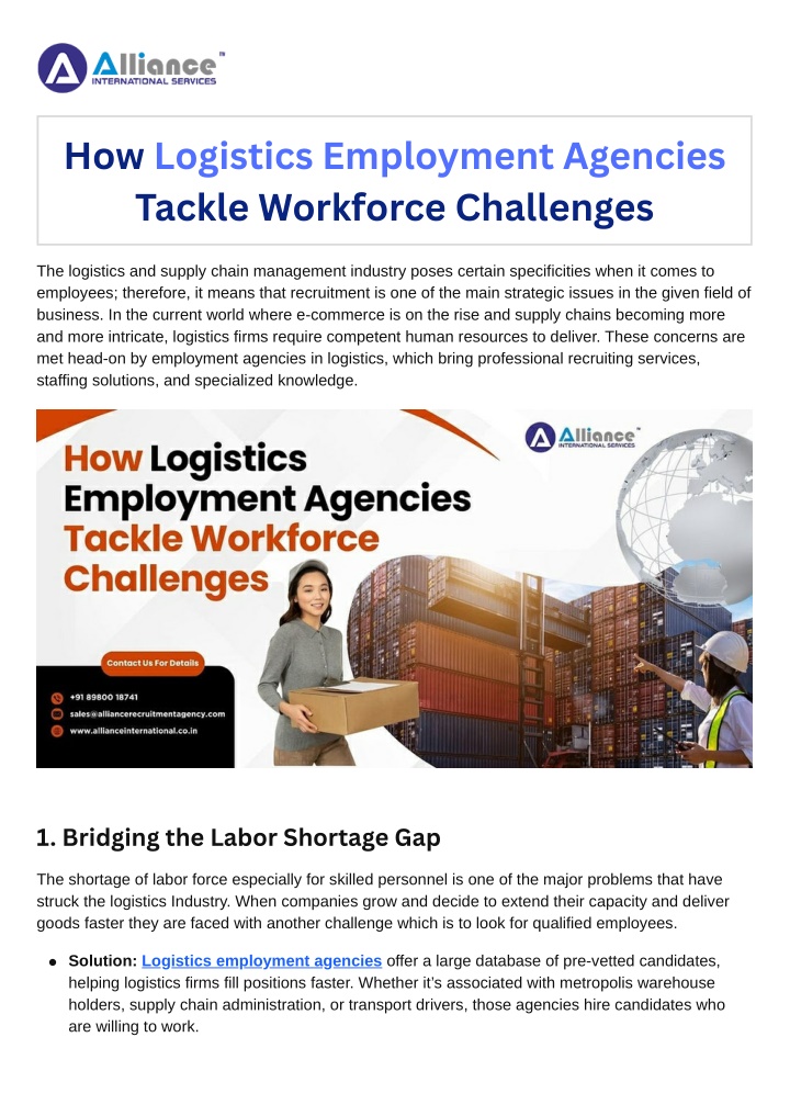 how logistics employment agencies tackle
