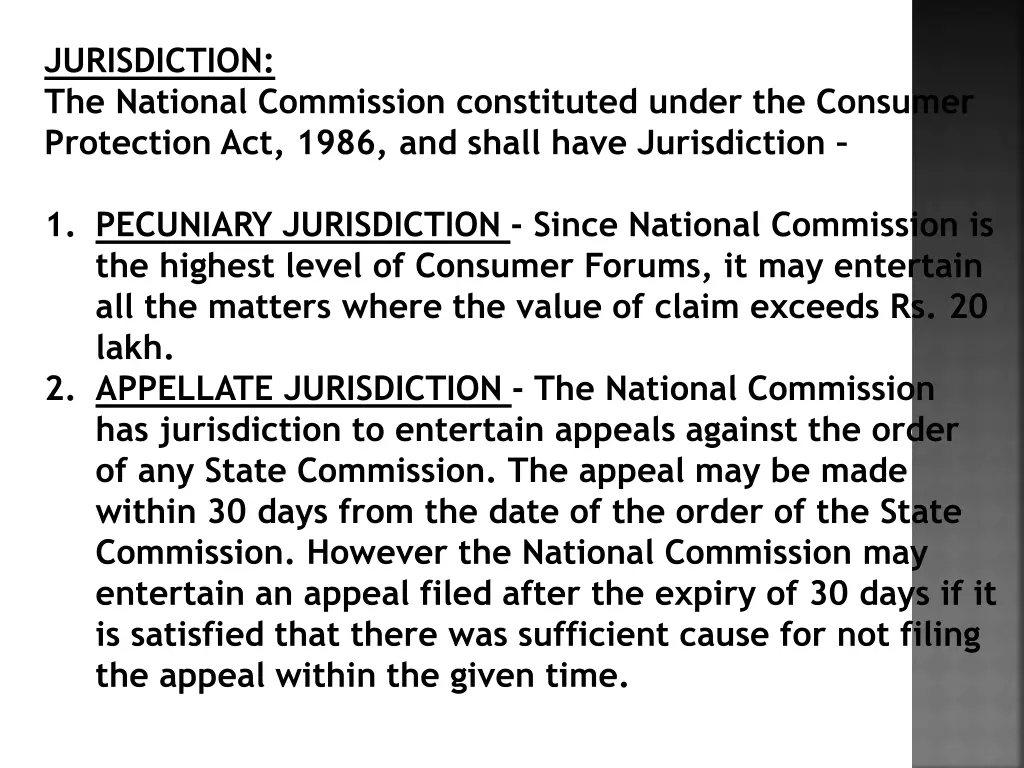 jurisdiction the national commission constituted