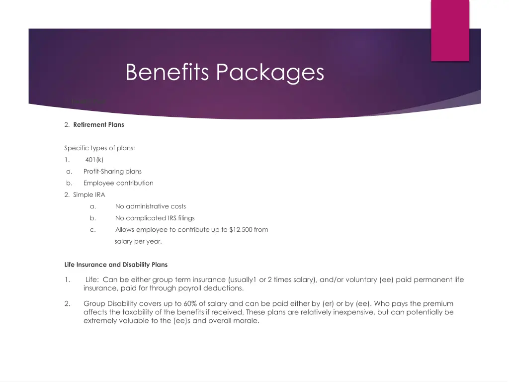 benefits packages