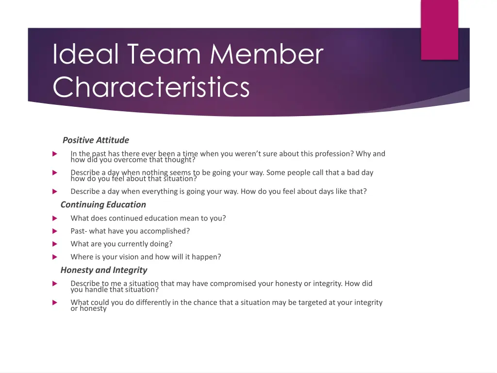 ideal team member characteristics