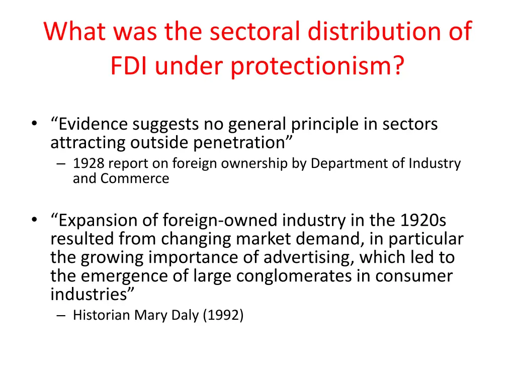 what was the sectoral distribution of fdi under