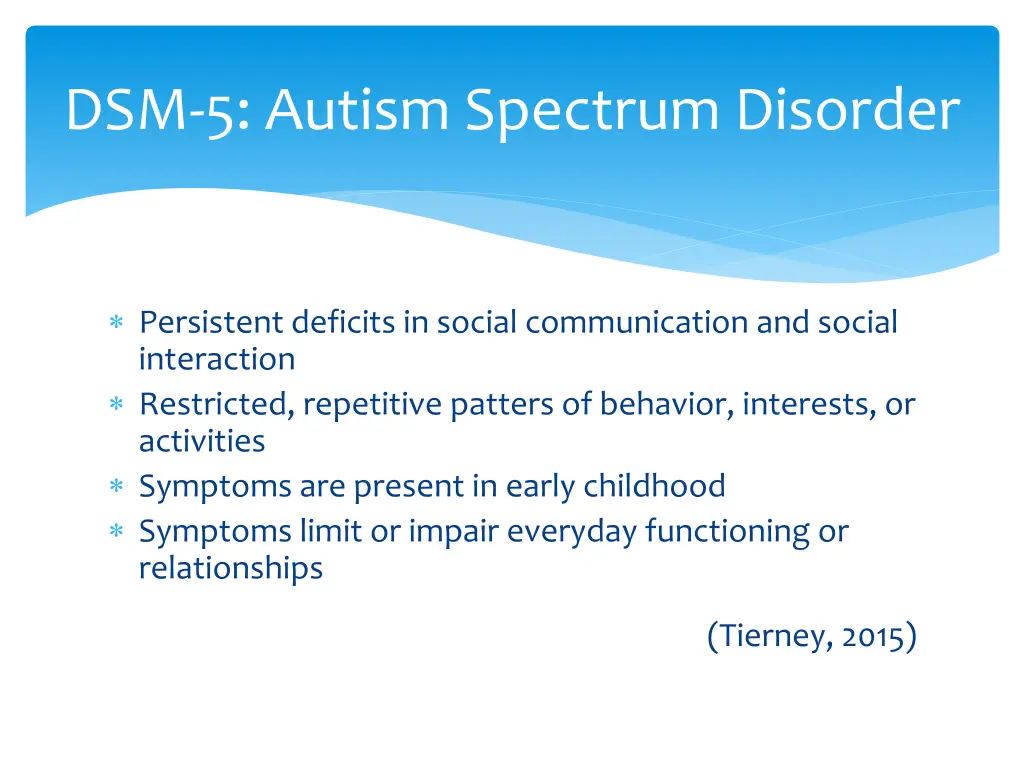 dsm 5 autism spectrum disorder