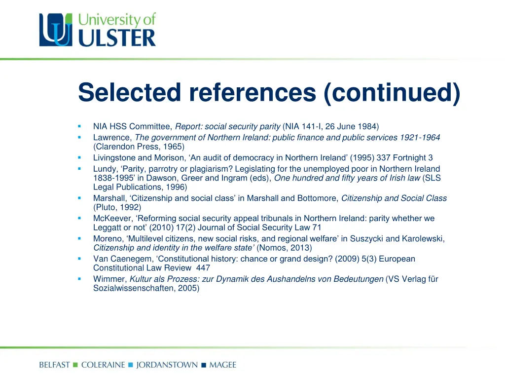 selected references continued